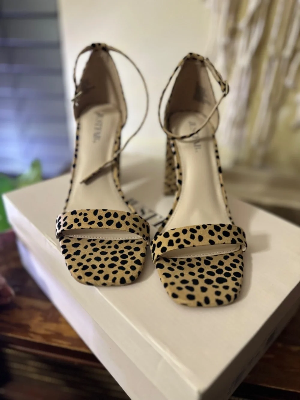 JUSTFAB Cheetah Print Ankle Strap Heels 🐆✨